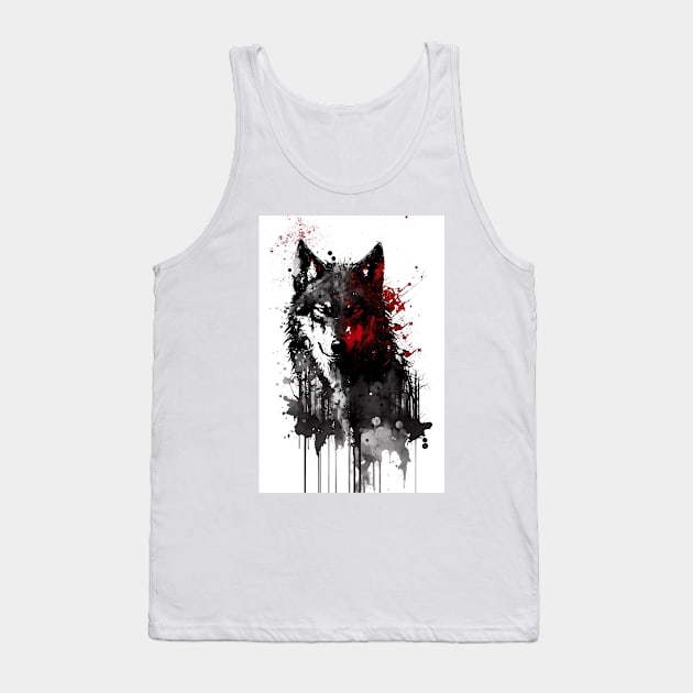 Ink Gray Wolf Portrait Tank Top by TortillaChief